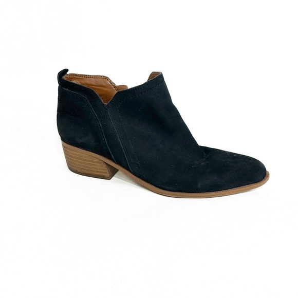 Franco Sarto Black Suede Leather Side Zip Ankle Bootie Boots - Picture 1 of 16